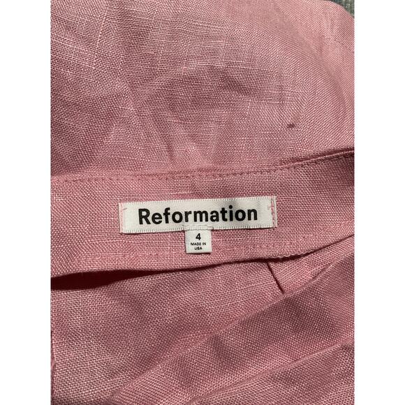 Reformation 'France Two Piece' Pink Linen Blouse Top  Size 4 - Picture 4 of 5